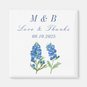 Aimant Bluebonnets Floral Monogram Mariage Merci