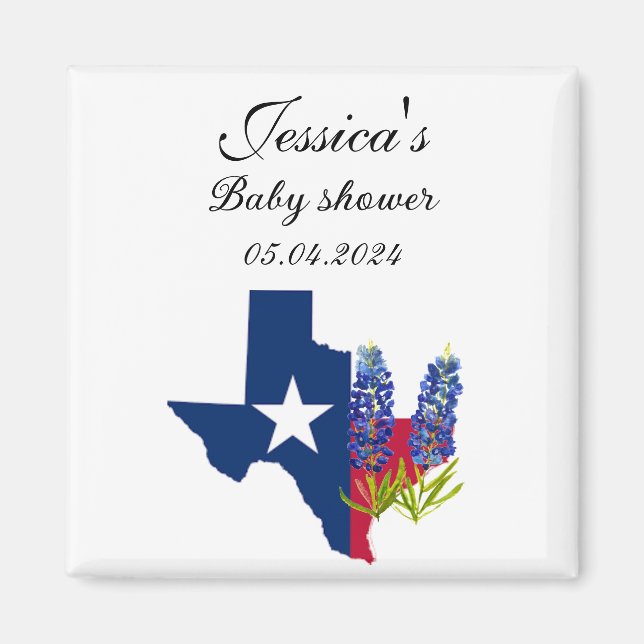 Aimant Bluebonnets Texas fleurs Baby shower Floral (Devant)
