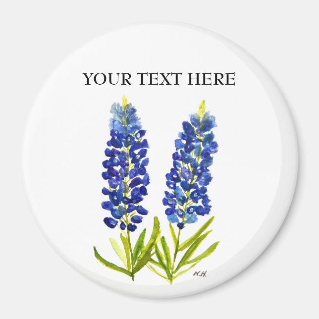 Aimant Bluebonnets Texas State Flowers Lupine Watercolor (Devant)