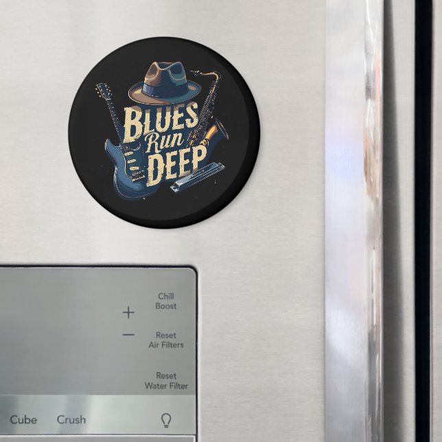 Aimant Blues Music Retro esthétique Vintage Jazz (In situ (réfrigérateur))