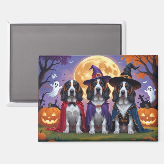 Aimant Bluetick Coonhound Chiens Citrouille Halloween Fun (Recto/Verso)