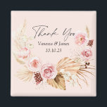 Aimant Blush PInk Boho Aquarelle Florale merci<br><div class="desc">Aquarelle Blush PInk Boho Floral Pampas Grass Mariage en faveur aimant</div>