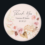 Aimant Blush PInk Boho Aquarelle Florale merci Magn<br><div class="desc">Aquarelle Blush PInk Boho Floral Pampas Grass Mariage en faveur aimant</div>