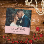 Aimant Blush Pink Elegant Wedding Love and Thanks Photo<br><div class="desc">Share your gratitude with this elegant Blush Pink “Love and Thanks” wedding magnet. The front features your favorite wedding photo along with your personalized names and date, creating a keepsake your guests will treasure. A perfect small thank-you gift that’s both stylish and meaningful ideal for fridges, boards, or any special...</div>