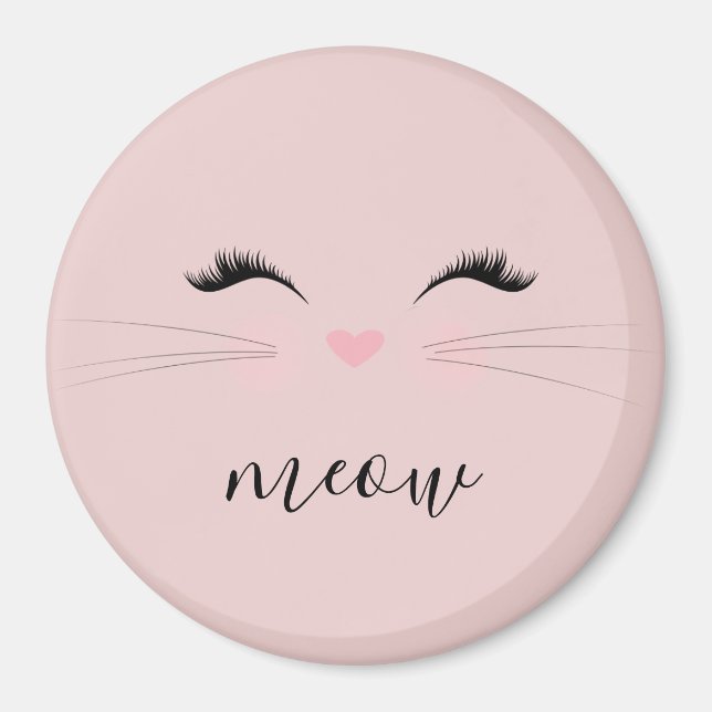 Aimant Blush PInk Meow Whiskers Kitty (Devant)