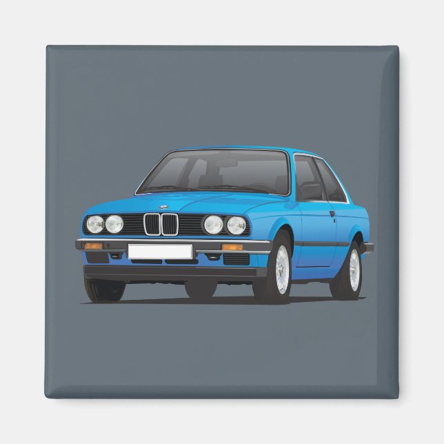 Aimant BMW E30 (série 3) bleu (Devant)