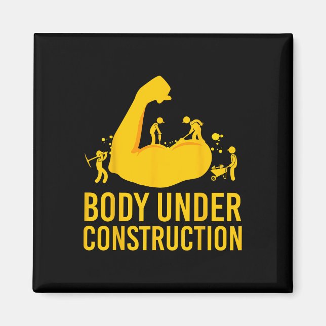 Aimant Bodybuilder corps en construction Funny Gym corps (Devant)