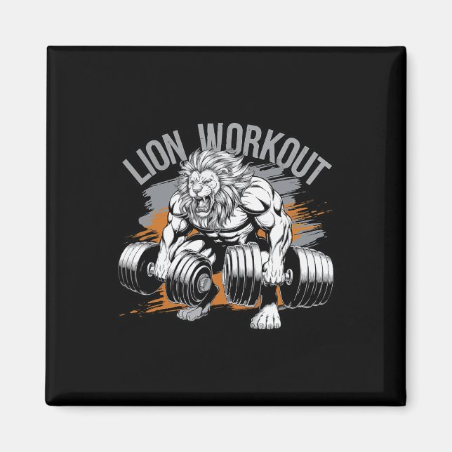 Aimant Bodybuilder Lion Lover Gym Porter Fitness Exercice (Devant)