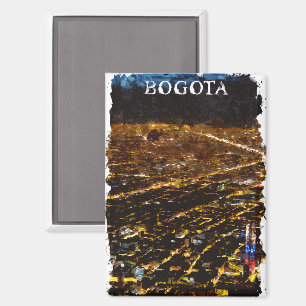 Aimant Bogota Colombie par nuit Ville Vue aquarelle