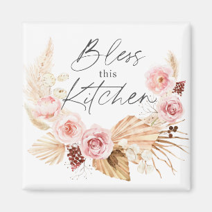 Aimant Boho aquarelle Floral Pampas Grass Cuisine