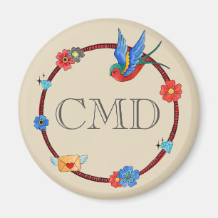 Aimant Boho Bluebird Monogramme