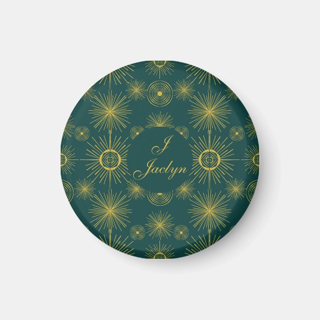 Aimant Boho Celestial Sun Stars Personnalisé Turquoise (Devant)