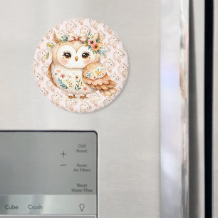 Aimant Boho Cottagecore Owl Floral Farmcore Charme