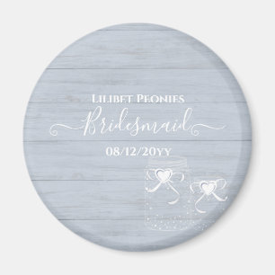 Aimant BOHO Dusty Blue Driftwood Mason Jars Mariage