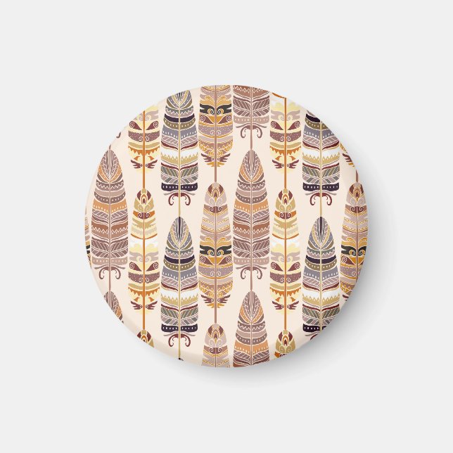Aimant Boho Feathes : Motif Tribal sans Seamless (Devant)