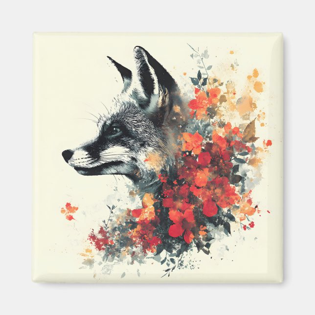 Aimant Boho Floral Fox Faune Nature (Devant)