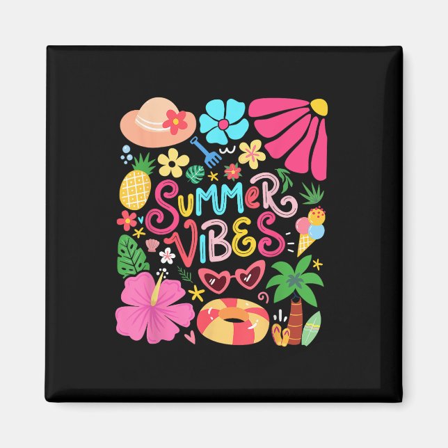 Aimant Boho Flower Hello Vibes été Funny Beach Life Me (Devant)