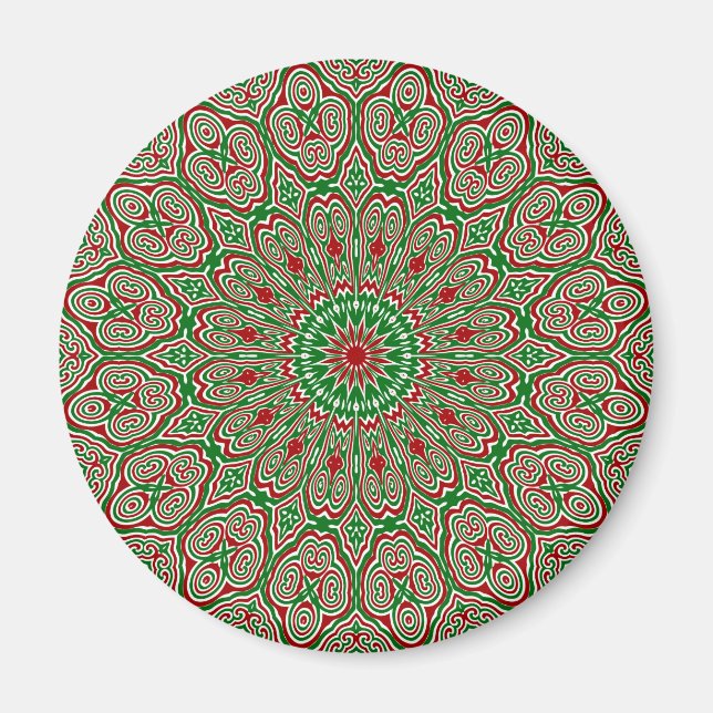 Aimant Boho Hippie Funky Trippy Ornate Noël Mandala (Devant)