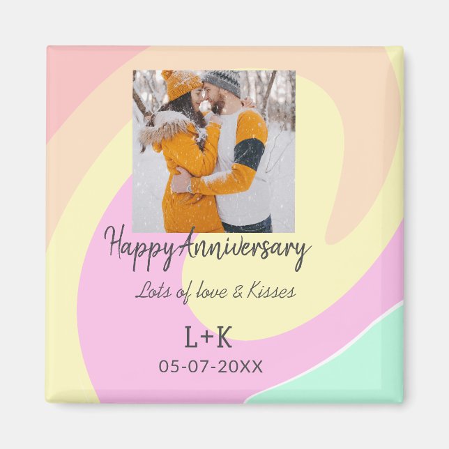 Aimant Boho moderne heureux anniversaire ajouter nom date (Devant)