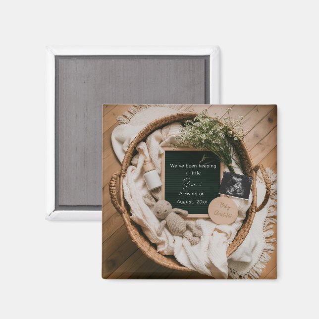 Aimant Boho Neutral Pregnancy Announcement keepsake  (Recto/Verso)