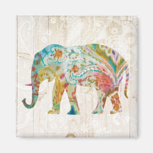 Aimant Boho Paisley Elephant II (Devant)
