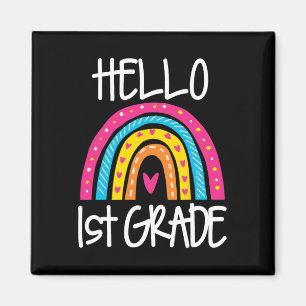 Aimant Boho Rainbow Bonjour 1ère année Premier jour d'éco