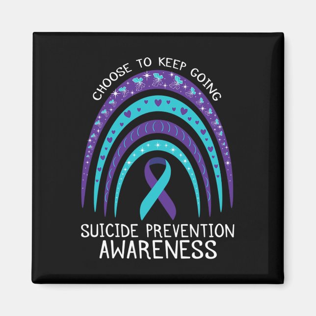 Aimant Boho Rainbow Sensibilisation au suicide Santé ment (Devant)