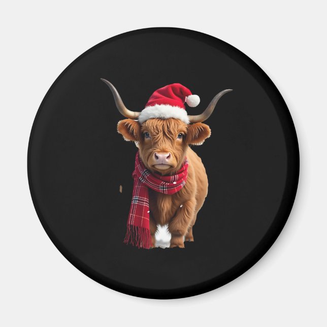 Aimant Boho Xmas Christmas Highland Cow T-Shirt (3) (Devant)