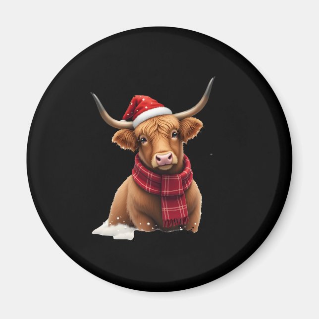 Aimant Boho Xmas T-Shirt de Noël Vache des Highlands (1) (Devant)