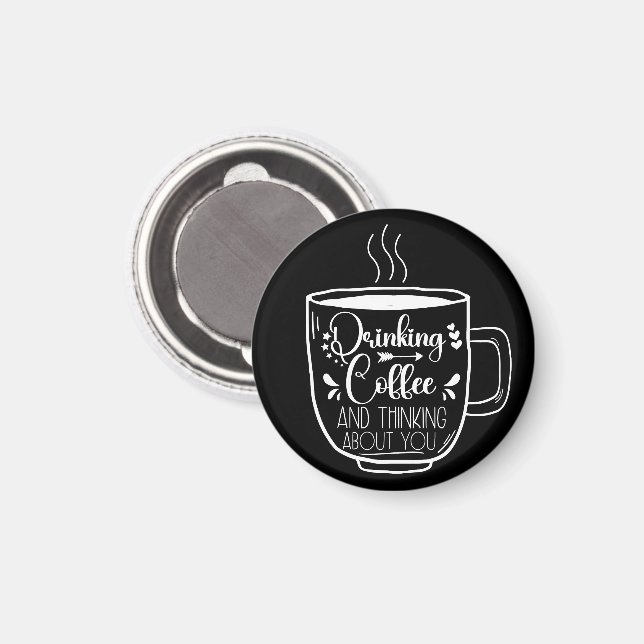 Aimant Boire Café Et Penser Anniversaire Cool Addict (Recto/Verso)