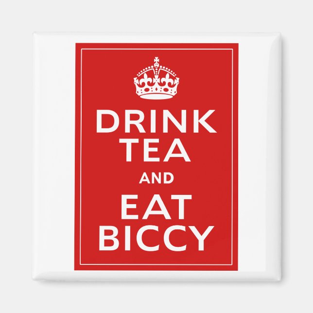 Aimant Boire du thé et manger de la biccy ~ British Fun (Devant)