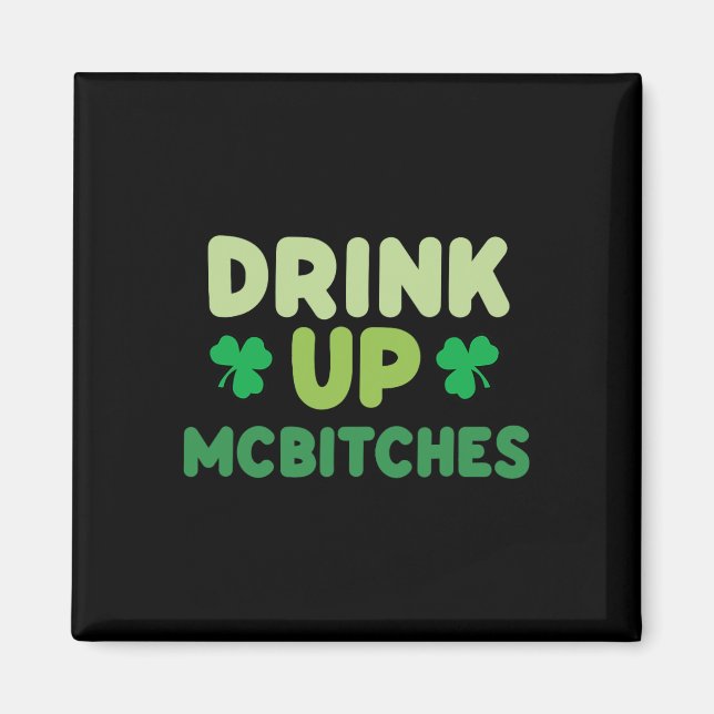 Aimant Boire un verre drôle de la Saint-Patrick McEs vert (Devant)