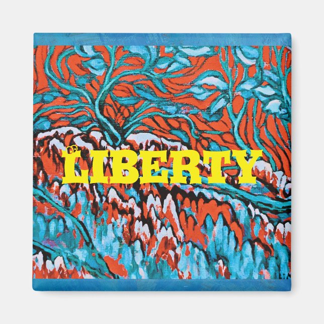 Aimant Bois colorés rouges et bleus (Devant)