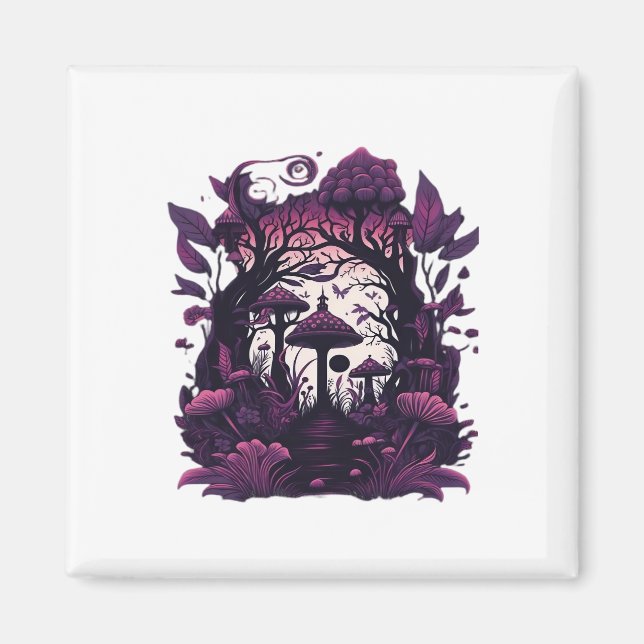 Aimant Bois de champignons Whimsigoth Witchy sérigraphie  (Devant)
