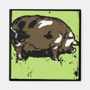 Aimant Bois de l'État victorien Animaux de ferme Cochons