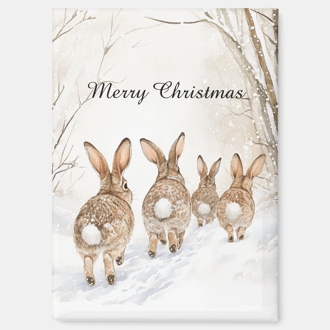 Aimant Bois de Noël des lapins (Recto)