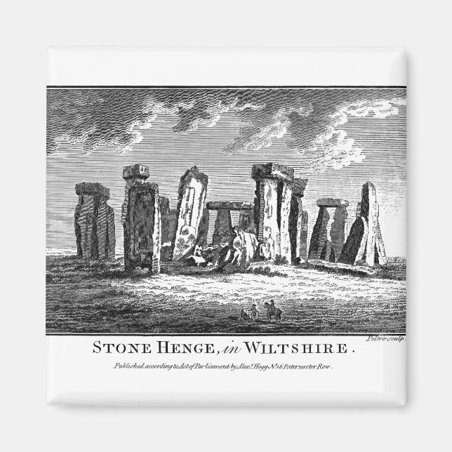 Aimant Bois de Stonehenge antique gravure circulaire de p (Devant)