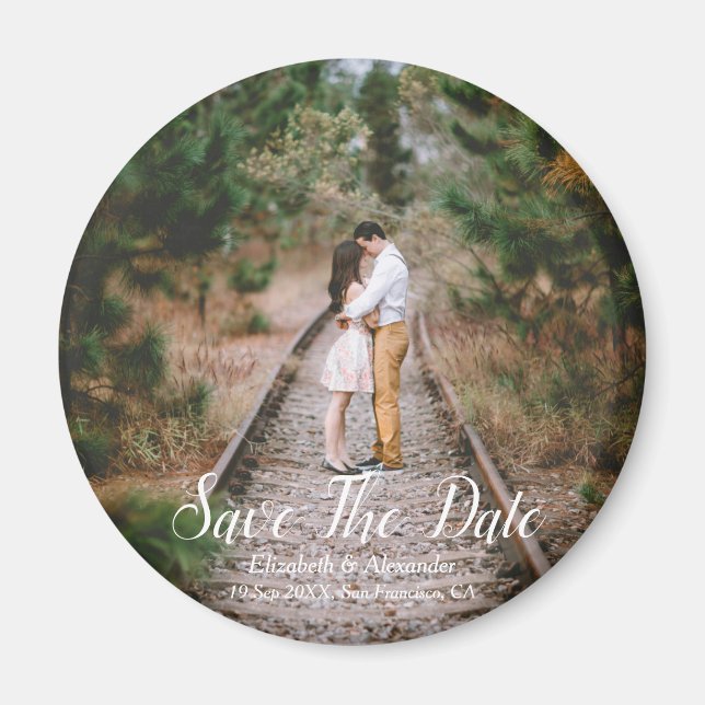 Aimant Bois Rustique Enregistrer La Date (Devant)