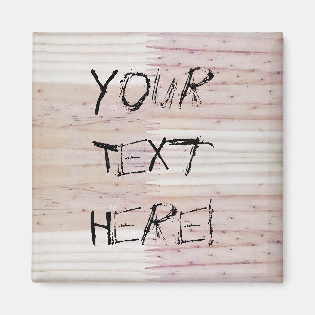 Aimant Bois Texture Bois Votre Texte Ici (Devant)