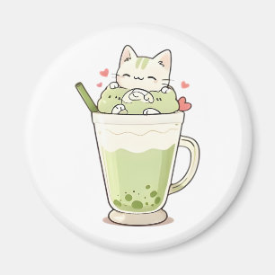 Aimant Boisson au matcha au lait et aux perles de tapioca