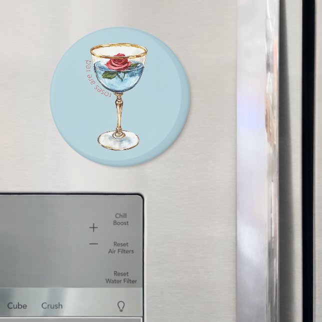 Aimant Boisson Verre Fleur Rose Rouge Bleu Or (In situ (réfrigérateur))