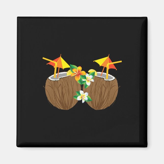 Aimant Boissons de noix de coco cool Breast Funny Palm Tr (Devant)