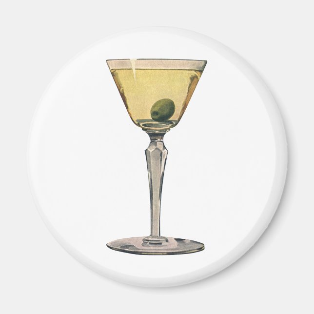 Aimant Boissons Vintage Drinks, Cocktail Martini aux oliv (Devant)