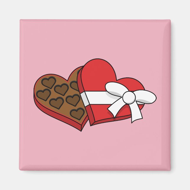 Aimant Boîte à chocolat de coeur de la Saint-Valentin (Devant)
