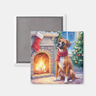 Aimant Boîte à feu festive Boxer Art de Noël
