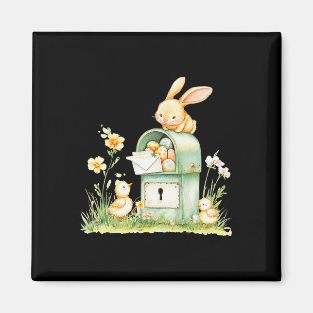 Aimant Boîte aux lettres de lapin livrant avec des œufs  (Devant)