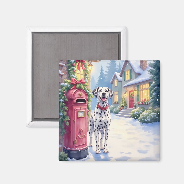 Aimant Boîte aux lettres festive dalmate Noël Art (Recto/Verso)