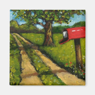 Aimant Boîte aux lettres rouge de pays : Peinture à