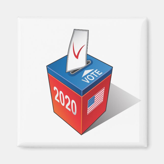 Aimant Boîte de vote avec bulletin de vote en chute libre (Devant)
