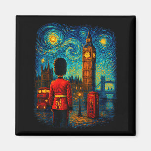 Aimant Boîte Téléphonique Rouge de Londres La Nuit Étoilé
